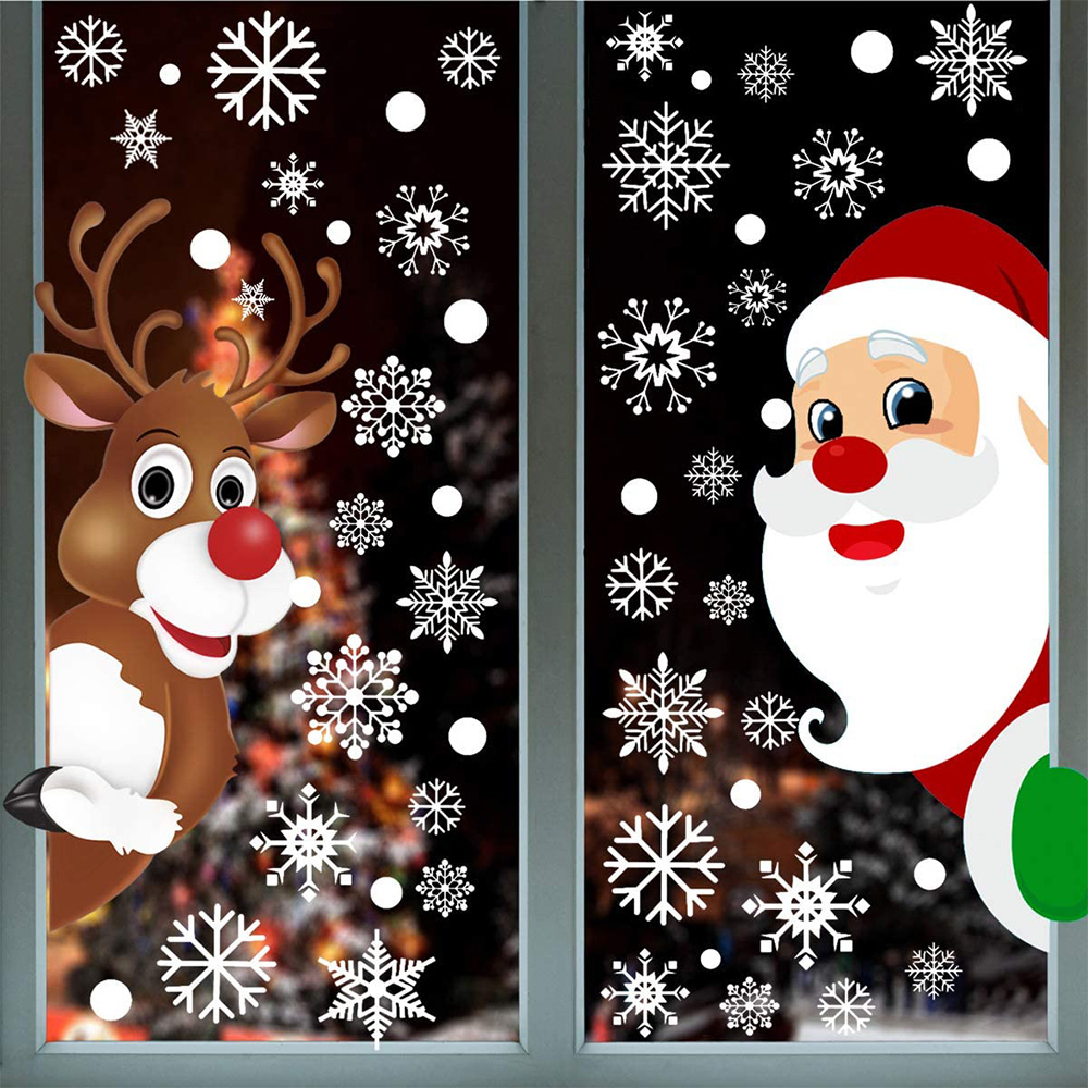クリスマスウィンドウステッカー：サンタ、トナカイ、雪だるま、 - Wedding/Event Supply Store のレビューと価格