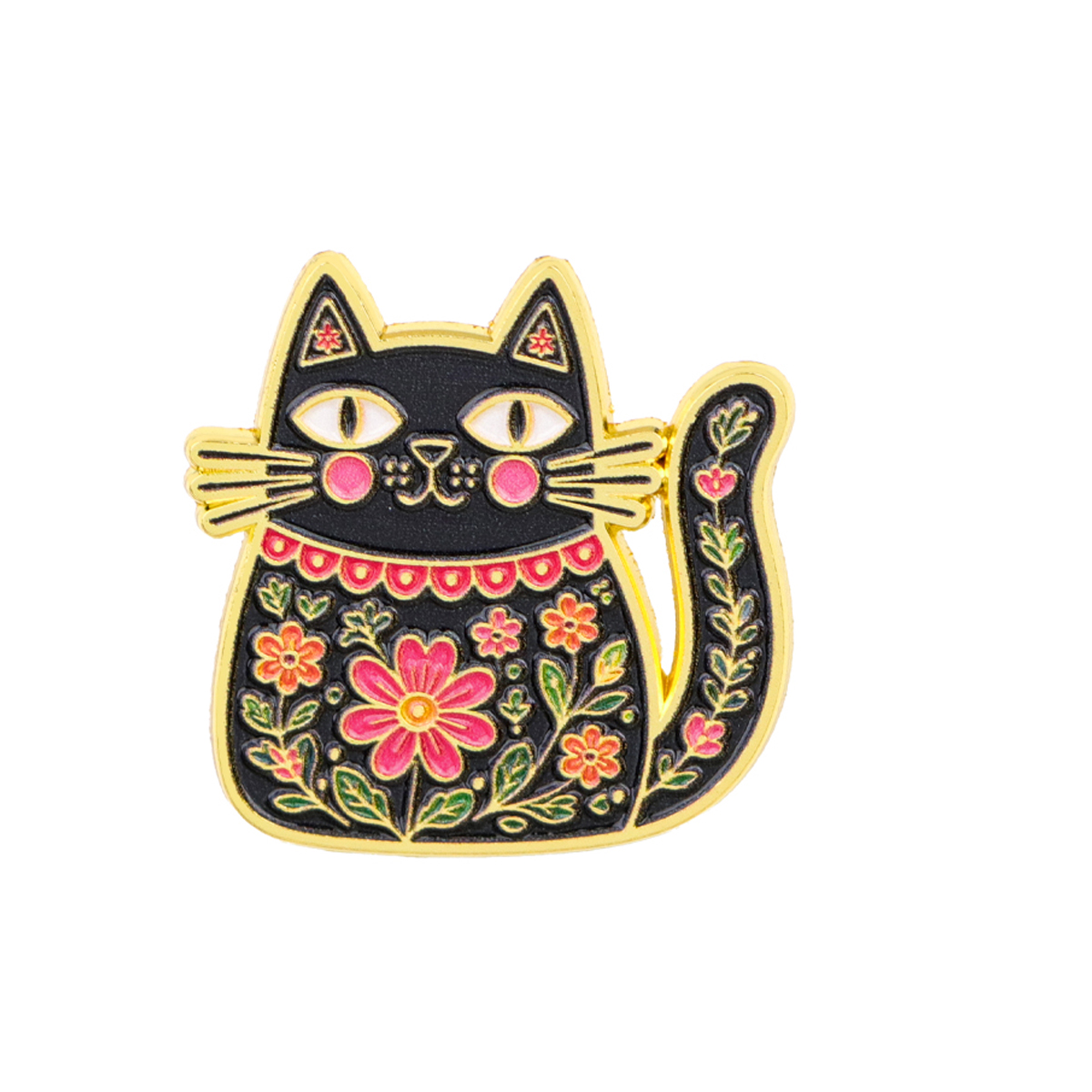 民芸風の花柄と黒猫のエナメルピン、カラフルな花のバッジ、バッ - Good Floral & Wedding Decor Supply のレビューと価格